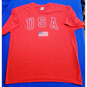 Vintage 90s Danaggers USA AMERICA Flag Red T-Shirt Men's Size Large